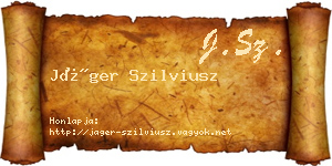 Jáger Szilviusz névjegykártya